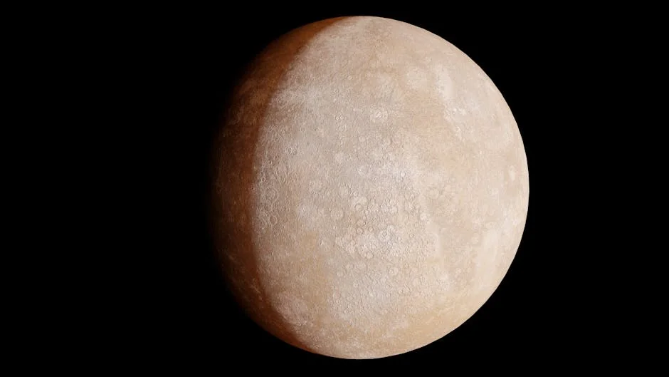 Realistic depiction of the planet Mercury against a black space background. - mercury retrograde survival tips